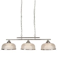Bistro II 3Lt Pendant Light in Satin Silver & Holophane Style Glass