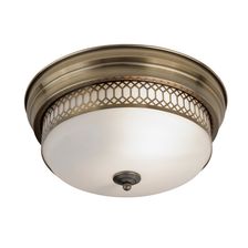 Edinburgh 2Lt Flush - Antique Brass Metal & Glass