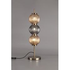 Felicity Table Lamp, 3 x G9, Antique Brass/Smoked & Amber Glass